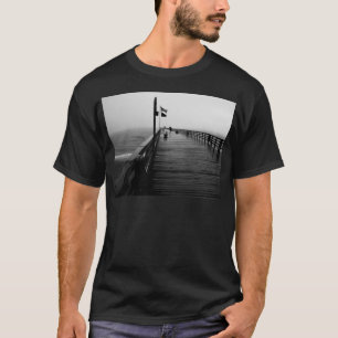 T-shirt Flagler Beach Pier Photographie noir et blanc