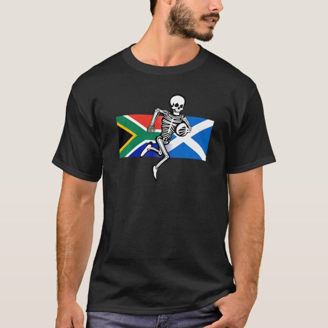 T-shirt Flags et os de Rugby, SA & Scotland (Devant)