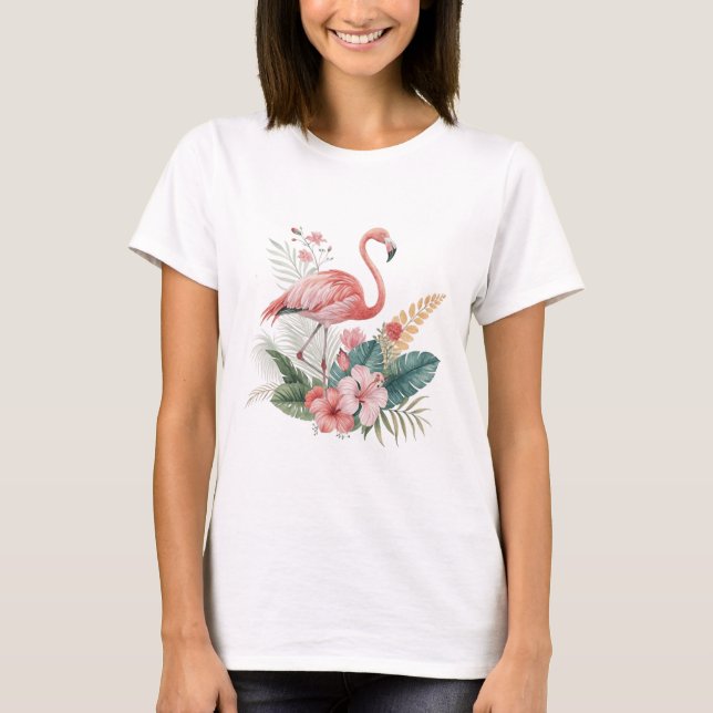 T-shirt Flamant aux fleurs (Devant)