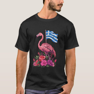 T-shirt Flamant de Grèce Floral Fierté grecque Drapeau gre