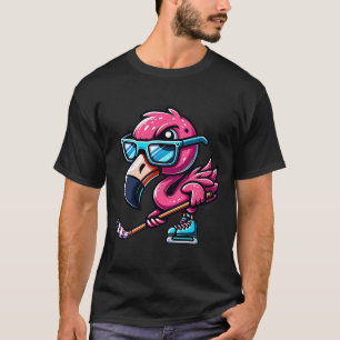 T-shirt Flamant de hockey sur glace cool avec attitude