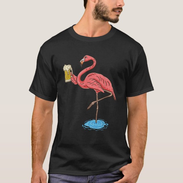 T-shirt Flamant qui boit de la bière (Devant)