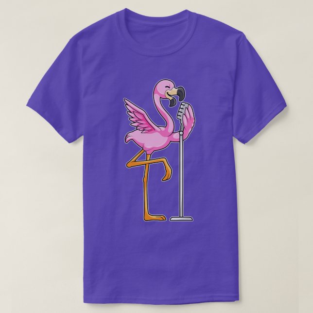 T-shirt Flamant rose à Chanter avec microphone (Design devant)