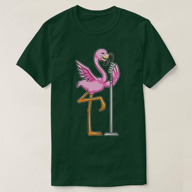 T-shirt Flamant rose à Chanter avec microphone (Design devant)