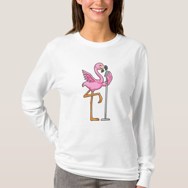 T-shirt Flamant rose à Chanter avec microphone (Devant)
