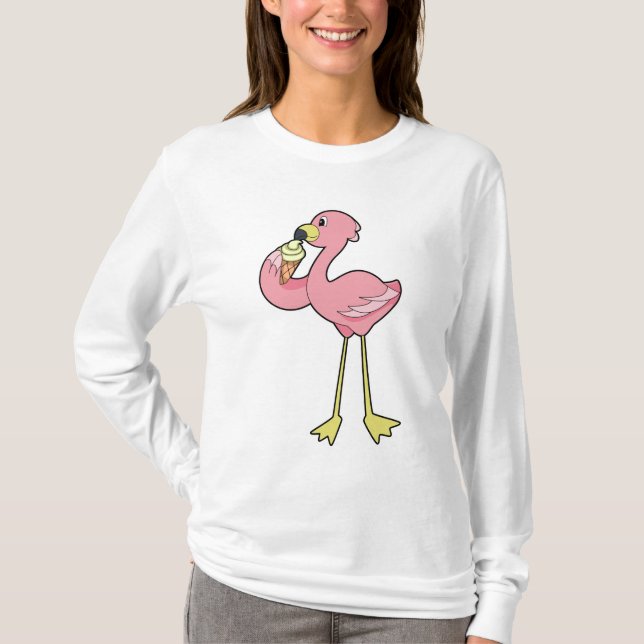 T-shirt Flamant rose à la crème glacée gaufre (Devant)