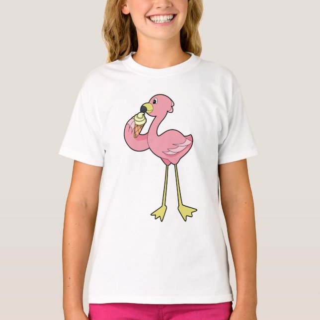 T-shirt Flamant rose à la crème glacée gaufre (Devant)