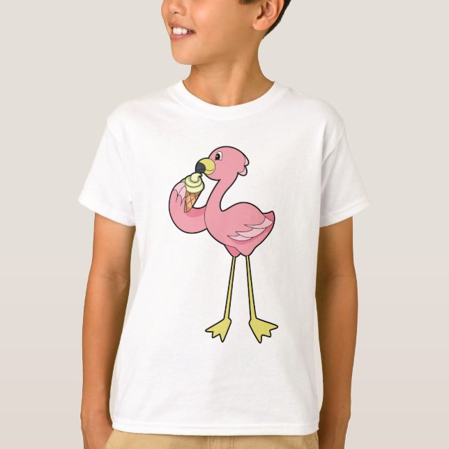 T-shirt Flamant rose à la crème glacée gaufre (Devant)