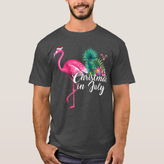 T-shirt Flamant rose à Santa Hat Noël en juillet pour les 