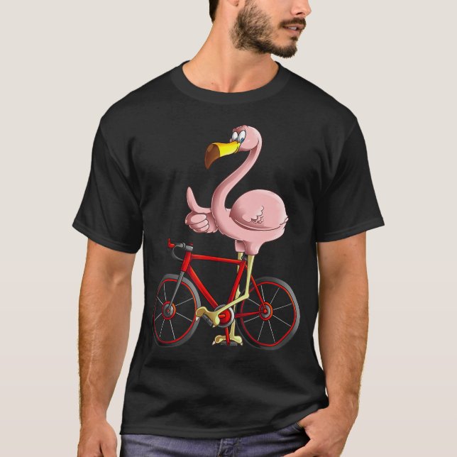 T-shirt Flamant rose à vélo Cool Vélo amusant vélo (Devant)