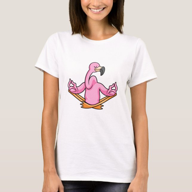 T-shirt Flamant rose à Yoga en Jambes croisées (Devant)