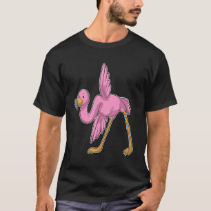 T-shirt Flamant rose à Yoga Exercice d'étirement