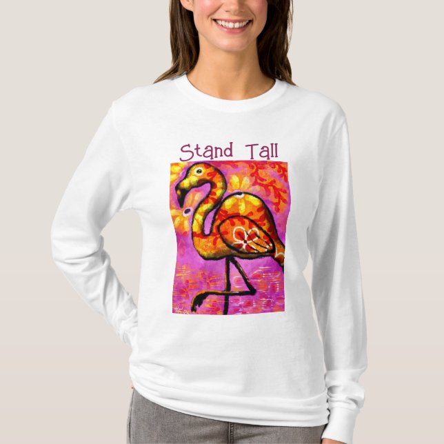 T-shirt Flamant rose Abstrait Whimsical rose Orange Floral (Devant)