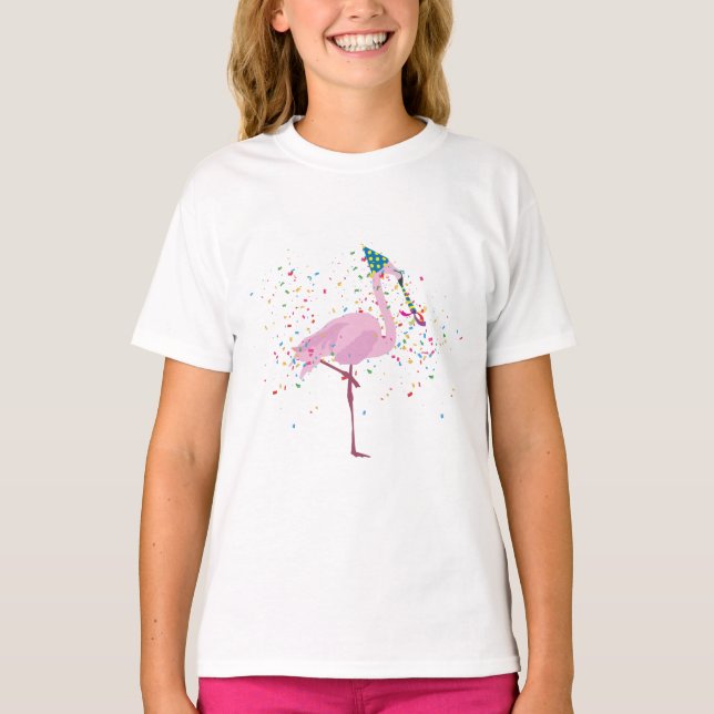 T-shirt Flamant rose - Animaux ayant une fête (Devant)