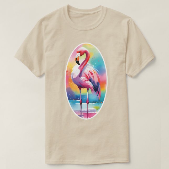 T-shirt Flamant rose aquarelle (Design devant)