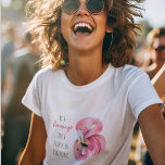 T-shirt Flamant rose Aquarelle Exotique Rose Moderne Avec<br><div class="desc">Flamant rose Aquarelle Exotique Rose Moderne Avec Citation</div>