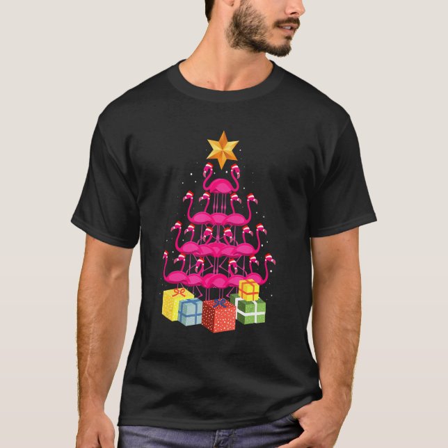 T-shirt Flamant rose Arbre Vilain Noël (Devant)