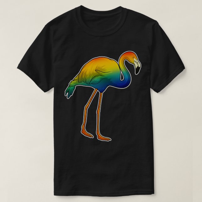 T-shirt Flamant rose arc-en-ciel (Design devant)