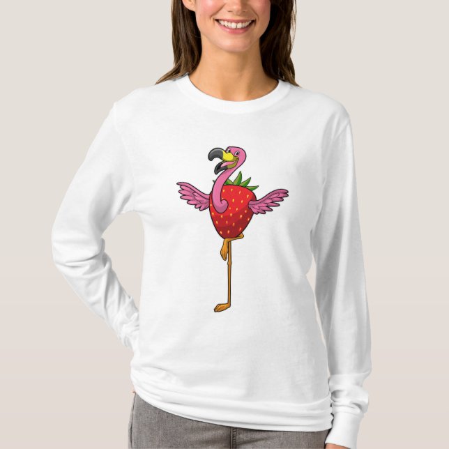 T-shirt Flamant rose aux fraises (Devant)