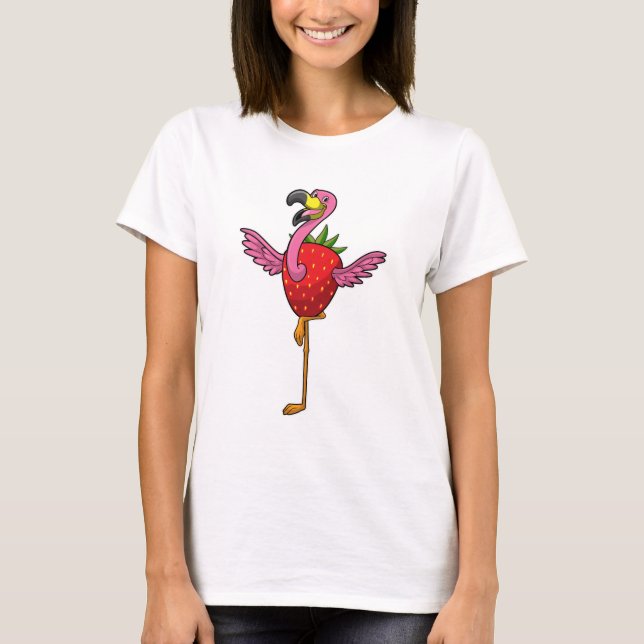 T-shirt Flamant rose aux fraises (Devant)