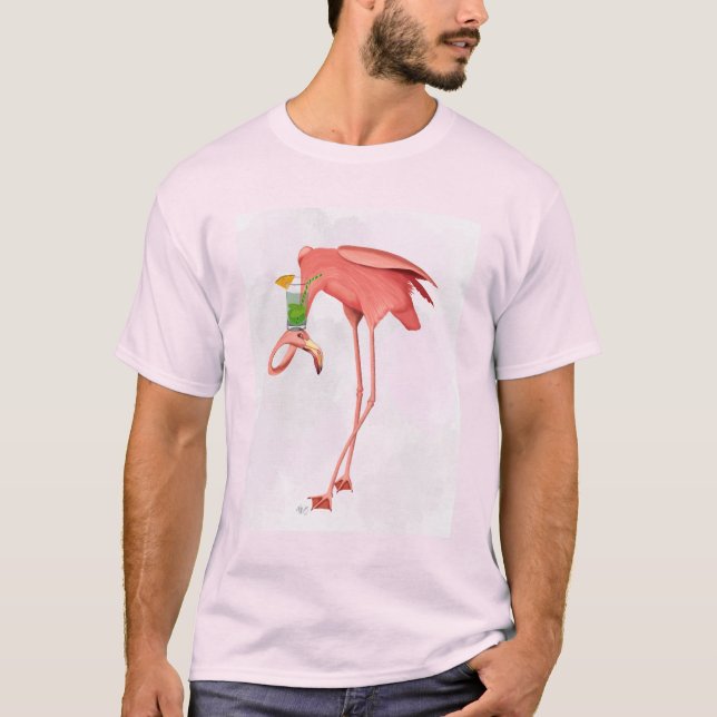 T-shirt Flamant rose avec Cocktail (Devant)