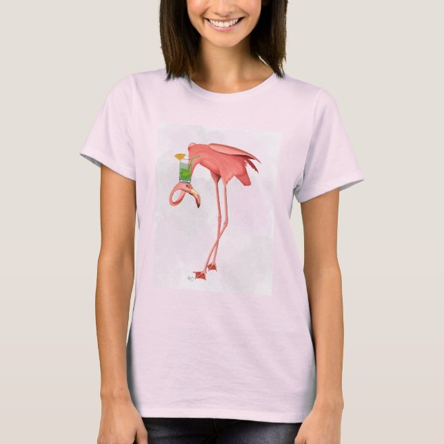 T-shirt Flamant rose avec Cocktail (Devant)