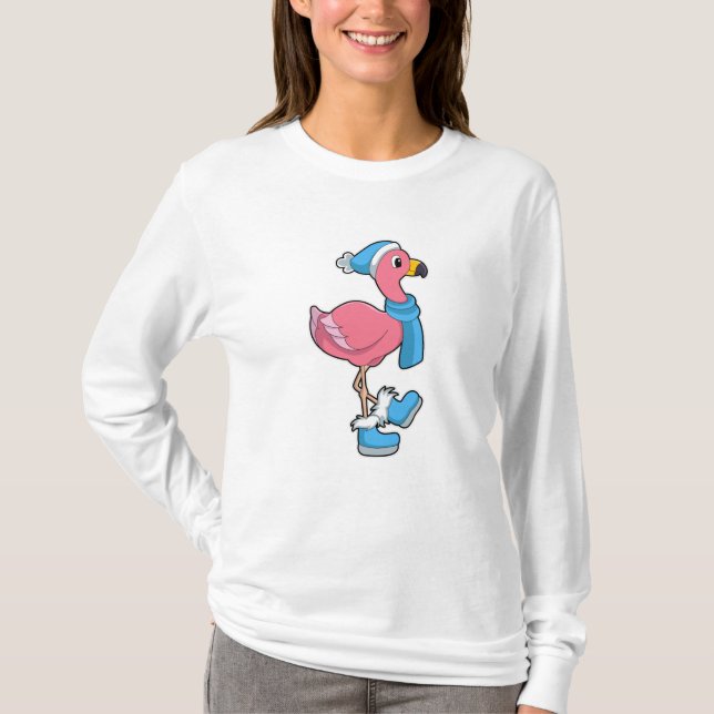 T-shirt Flamant rose avec Ecarf & Casquette (Devant)