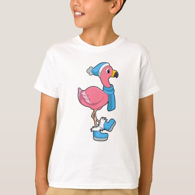 T-shirt Flamant rose avec Ecarf & Casquette (Devant)