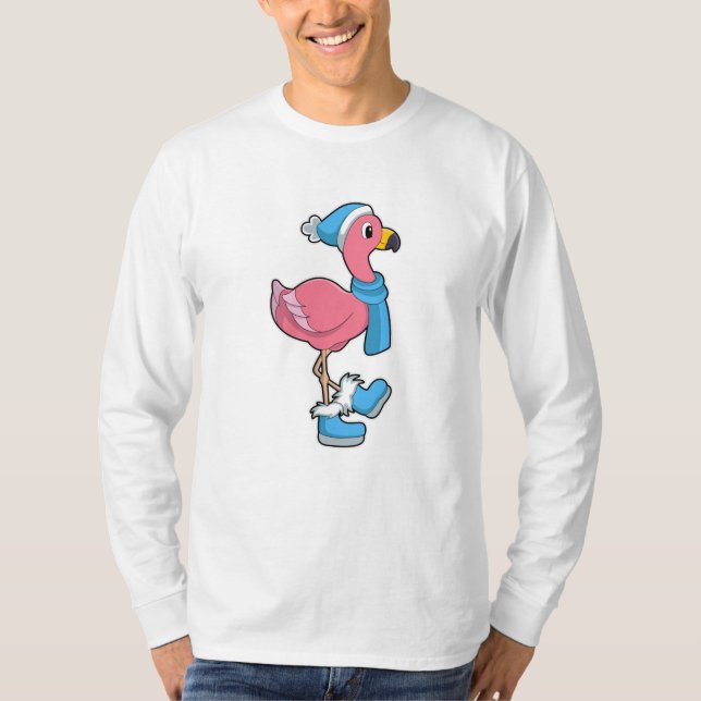 T-shirt Flamant rose avec Ecarf & Casquette (Devant)