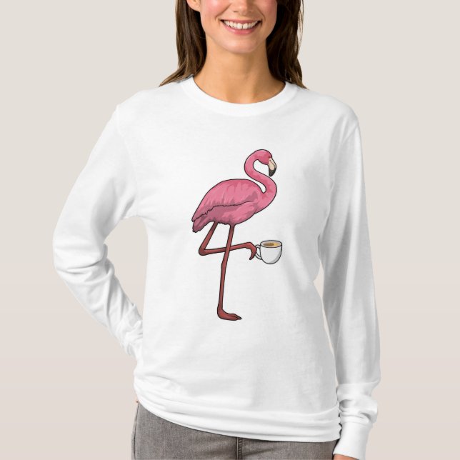 T-shirt Flamant rose avec la coupe du café (Devant)