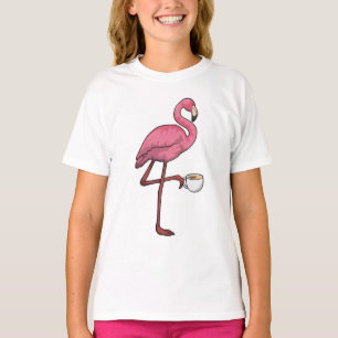 T-shirt Flamant rose avec la coupe du café