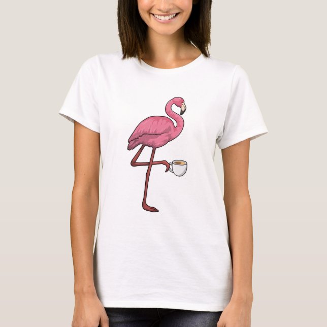 T-shirt Flamant rose avec la coupe du café (Devant)
