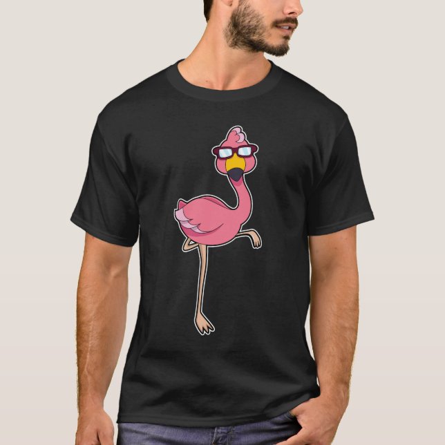 T-shirt Flamant rose avec lunettes de soleil (Devant)