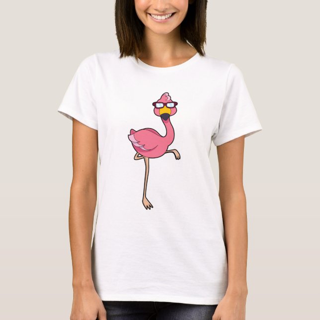 T-shirt Flamant rose avec lunettes de soleil (Devant)
