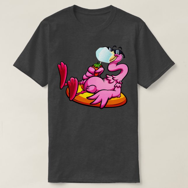 T-shirt Flamant rose avec Masque Visage Oiseau Relaxant Qu (Design devant)