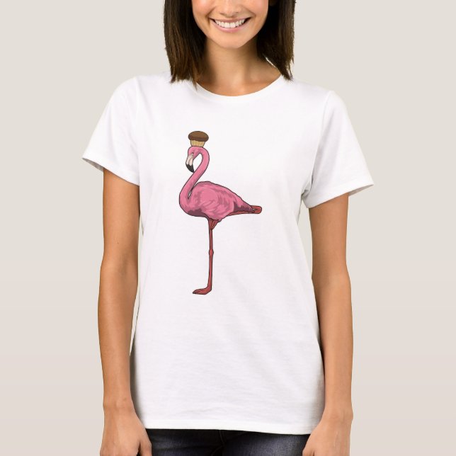 T-shirt Flamant rose avec muffin (Devant)