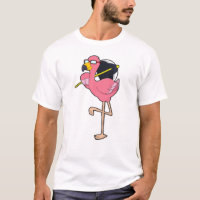 Flamant rose avec parapluie