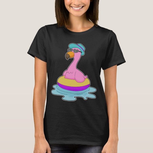 T-shirt Flamant rose Bain Lunettes de soleil (Devant)