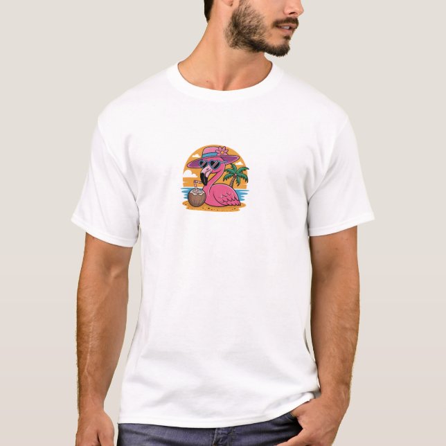 T-shirt Flamant rose Beach (Devant)