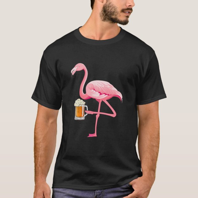 T-shirt Flamant rose Bière Boire Partie Drôle Boissons Drô (Devant)