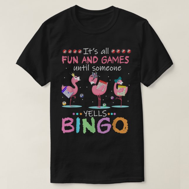 T-shirt Flamant rose Bingo Funny (Design devant)