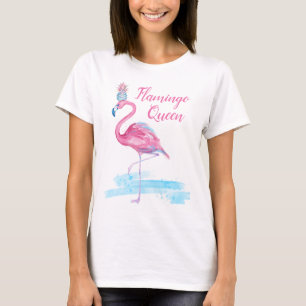 T-shirt Flamant rose bleu mignon de rose de la Reine de