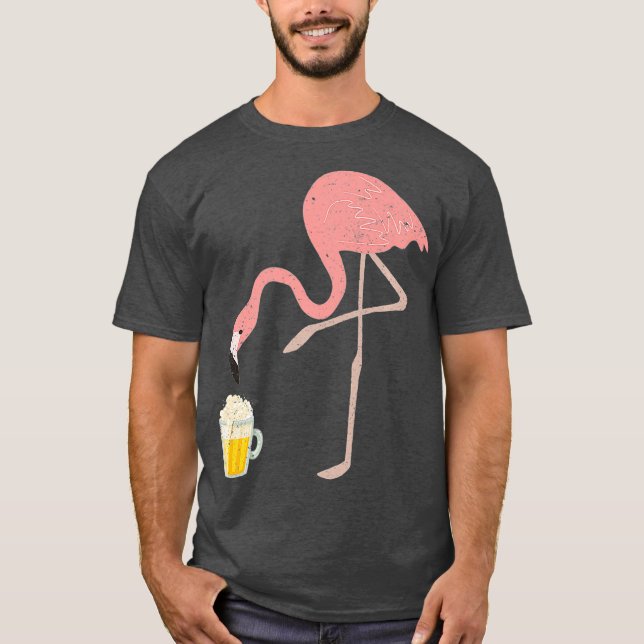 T-shirt Flamant rose Boire Bière Oiseau Lover Alcool Party (Devant)
