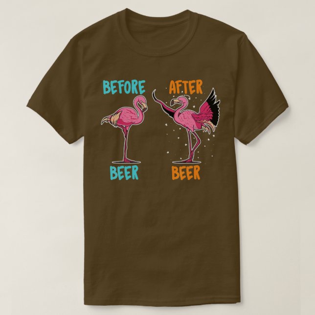 T-shirt Flamant rose Boire Bière Pour Femmes Hommes Drôle  (Design devant)