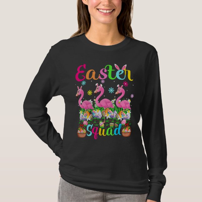 T-shirt Flamant rose Bunny Ear Easter Squad Flamant rose B (Devant)