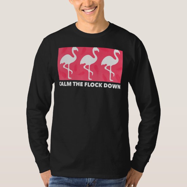 T-shirt Flamant rose Calme Le Flocon Vers Le Bas Oiseau Ro (Devant)