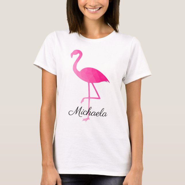 T-shirt Flamant rose chaud rose sombre grillage géométriqu (Devant)