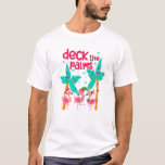 T-shirt Flamant rose Christmas Beach Hawaii Tropical Deck<br><div class="desc">Flamant rose Christmas Beach Hawaii Tropical Deck the Palms</div>