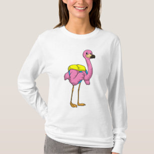 T-shirt Flamant rose comme élèves avec sac scolaire