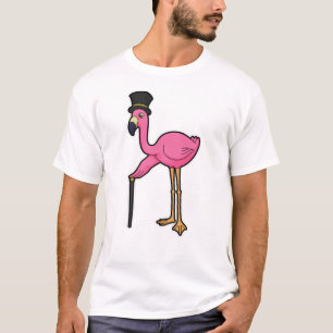T-shirt Flamant rose comme Groom avec Casquette & canne